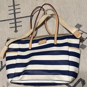 Kate Spade Blue and Cream Striped Tote